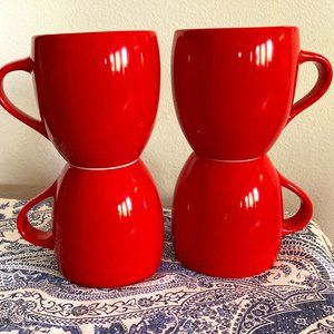Set of Four (4) Red STARBUCKS COFFEE MUGS ~ Excellent Condition ~ 2005